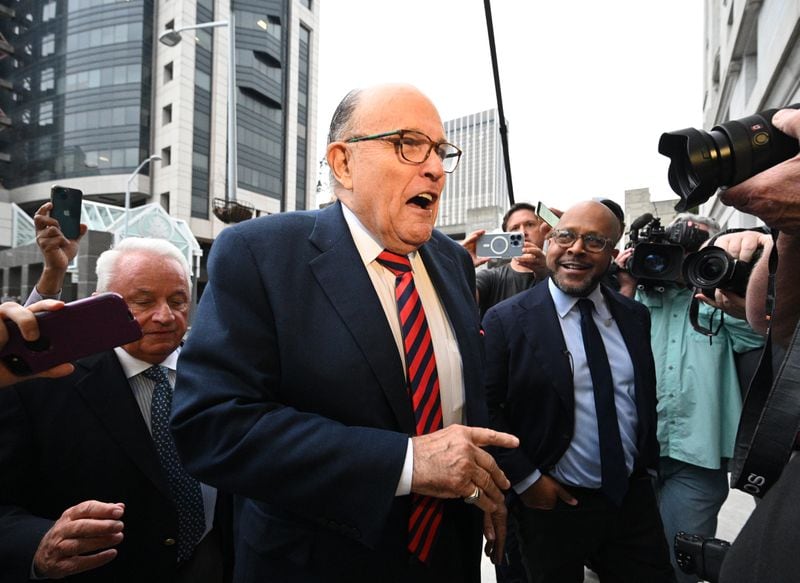 August 17, 2022 Atlanta - Rudy Giuliani arrives to testify for the special grand jury at Fulton County Courthouse in Atlanta on Wednesday, August 17, 2022. Rudy Giuliani, the onetime personal attorney of former President Donald Trump, entered the Fulton County courthouse on Wednesday morning to testify before the special purpose grand jury examining Georgia’s 2020 elections. (Hyosub Shin / Hyosub.Shin@ajc.com)