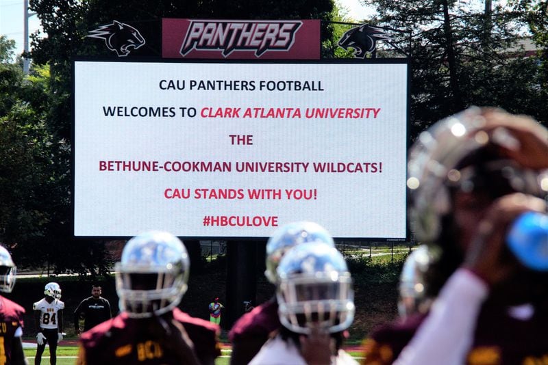 Bethune-Cookman University’s football team has practiced at Clark Atlanta University after the team could not return to Florida due to the threat of Hurricane Dorian. Clark Atlanta officials have also allowed the team to eat at its cafeteria. CONTRIBUTED