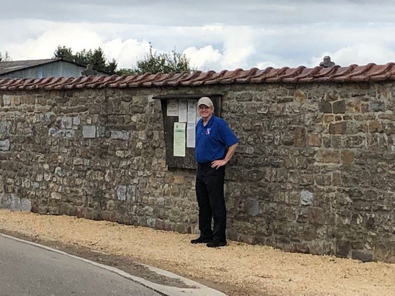 More than 75 years later, Tom Dworschak and his brother Scott found the spot in Beffe, Belgium where a photographer took a photo of his father’s WWII regiment in 1945.