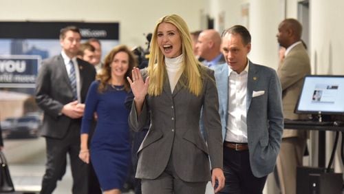Ivanka Trump tours a UPS training facility Wednesday in Gwinnett County. She used the visit to highlight the Trump administration’s focus on workforce development. AJC photo/Hyosub Shin