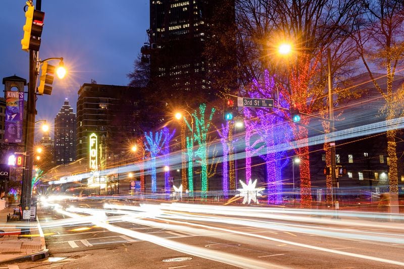 Peachtree at 3rd Credit Midtown Alliance. For more than a decade, Jackie Leiby has worked with client Midtown Alliance to bring the district's holiday light display to life. “There is an art to it,” Leiby, who is in her 80s, said recently.  Courtesy of Midtown Alliance