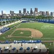 A rendering of the planned new baseball stadium to be built in downtown Atlanta on the campus of Georgia State University.