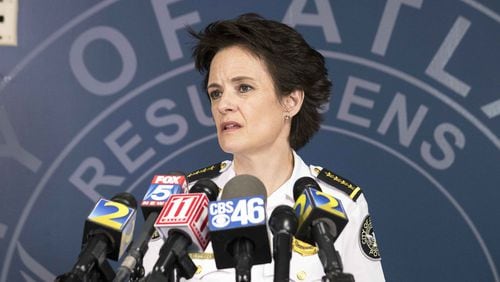 Atlanta Police Chief Erika Shields speaks about a recent attempted carjacking near the Atlanta University Center during a press conference at the Atlanta Police Department Headquarters, Monday, October 22, 2018. This attempted carjacking left a Morehouse College student shot multiple times. He was taken to Grady Memorial Hospital and is in stable condition. (ALYSSA POINTER/ALYSSA.POINTER@AJC.COM)