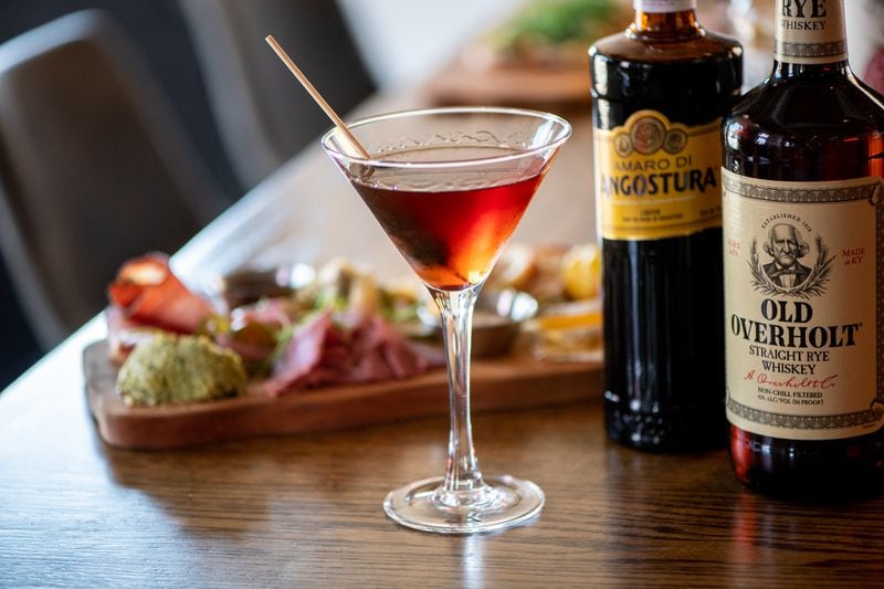 Bar (n) Booze (n) Bites Noble Roman Old Fashion with Old Overholt Rye, Amaro Di Angostura liqueur, Fee Brothers' Orange Bitters, and Luxardo cherry.  (Mia Yakel for The Atlanta Journal-Constitution)