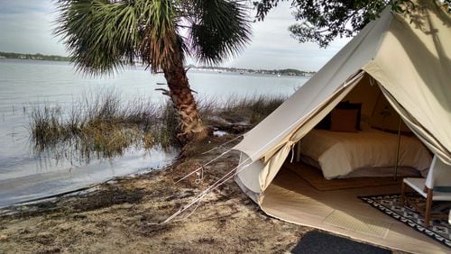 Fancy Camps can set up on one of its sites near Panama City Beach or on your campsite in the area. Either way, they do the work, you don’t. credit: Fancy Camps