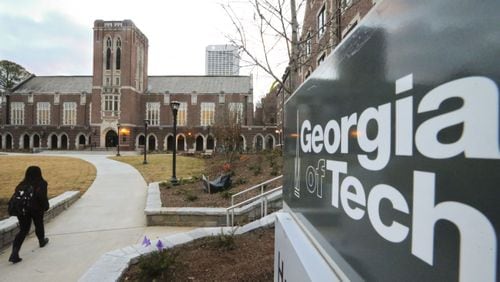 A student walks on the Georgia Tech campus. AJC FILE PHOTO.
