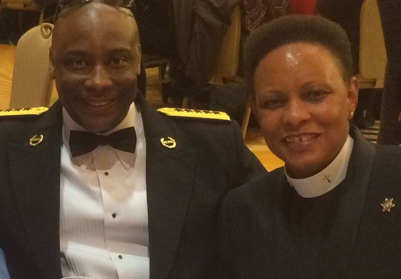Clayton County Sheriff Victor Hill with Mitzi Bickers, who is being investigated as part of the U.S. Attorney’s Office probe into an Atlanta City Hall bribery scheme. Bickers now works as a chaplain for Hill. SPECIAL