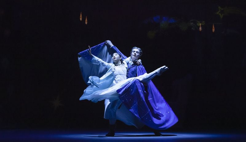 In Atlanta Ballet’s “The Nutcracker,” Drosselmeier (Nikolas Gaifullin) takes young Marie (Remi Nakano) into a strange and magical realm. Contributed by Kim Kenney