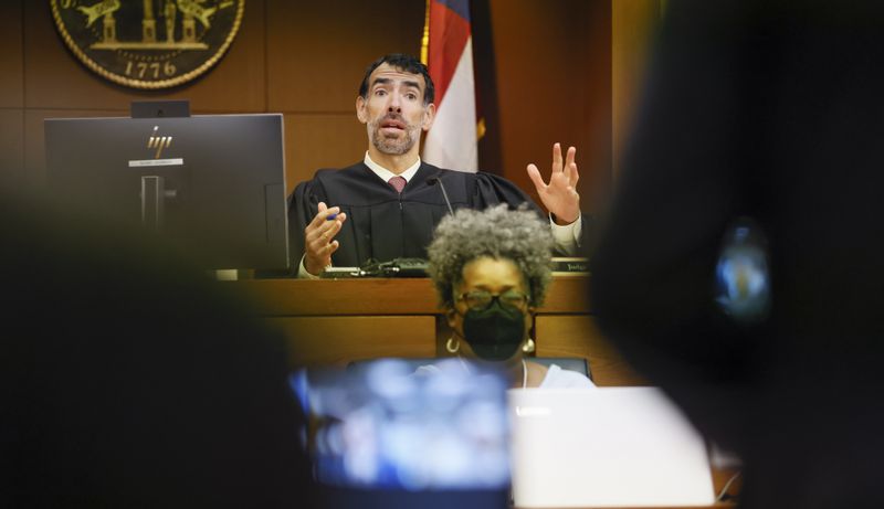 Fulton Superior Court Judge Robert McBurney addresses counsel for Gov. Kemp during a hearing on Georgia Governor Brian Kemp's motion to quash his subpoena from the special purpose grand jury in Atlanta, GA, on Thursday, August 25, 2022. (Bob Andres for the Atlanta Journal Constitution)