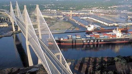 The Talmadge Memorial Bridge soars over the Savannah River, linking South Caroilna with Georgia. A decision is expected in fall 2025 on how to replace the bridge, one of Savannah’s most distinctive landmarks. (AJC file)