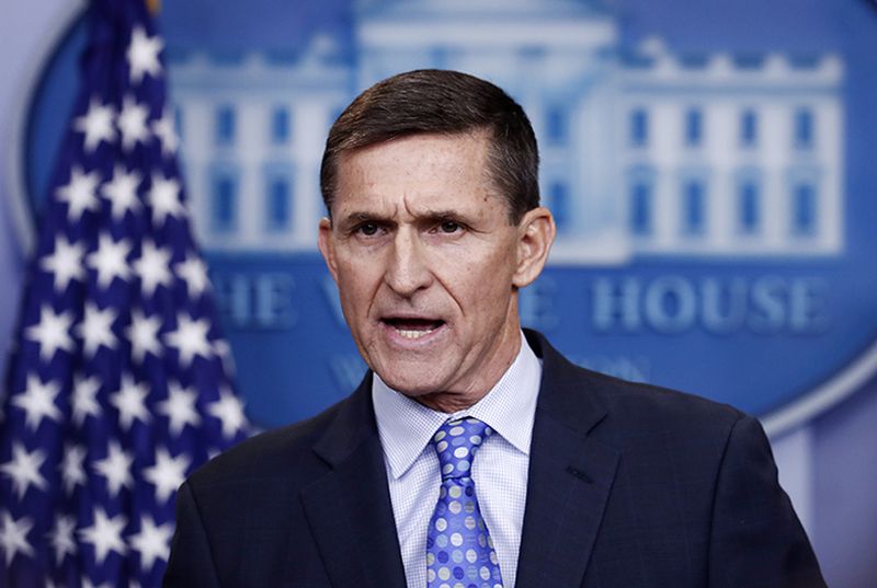 In this Feb. 1, 2017, file photo, national security adviser Michael Flynn speaks during the daily news briefing at the White House.