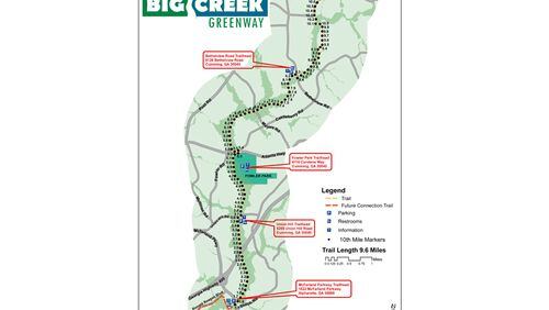 Storm damage has closed the Big Creek Greenway from McFarland Parkway to Union Hill Road in Forsyth County. FORSYTH COUNTY PARKS AND RECREATION