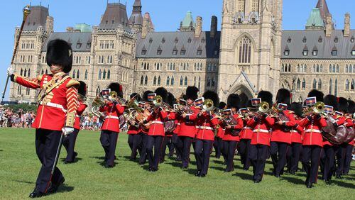 The Band of the Ceremonial Guard adds pageantry to the Changing of the Guard, daily summer mornings on Parliament Hill. (Alan Solomon/Chicago Tribune/TNS)