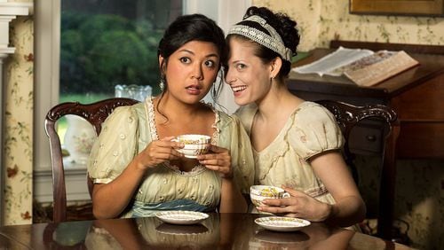 The Synchronicity Theatre production of “Sense and Sensibility” co-stars Shelli Delgado (left) and Jennifer Schottstaedt. CONTRIBUTED BY JERRY SIEGEL PHOTOGRAPHY