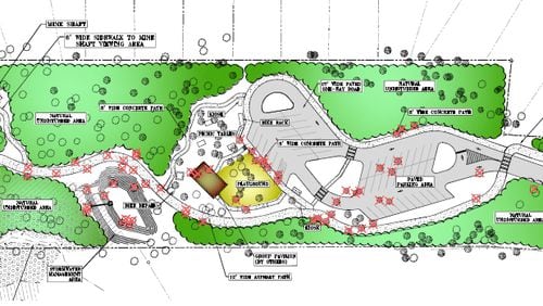 The early concept plan, released by Sugar Hill, shows the greenspace that is preserved as a part of the Gold Mine Park. (Courtesy City of Sugar Hill)