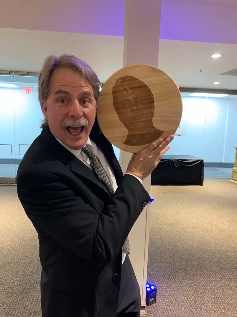Friends of Georgia Radio's induction ceremony 2022 features Jeff Foxworthy as the host and he was given a stool with his face on it as a gift. RODNEY HO/rho@ajc.com