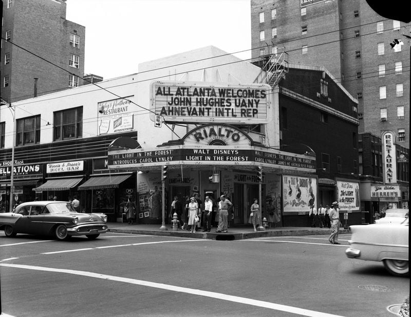 The Rialto Theater in downtown Atlanta, August 1958. LBGPF3-023b, Lane Brothers Commercial Photographers Photographic Collection, 1920-1976. Photographic Collection, Special Collections and Archives, Georgia State University Library.