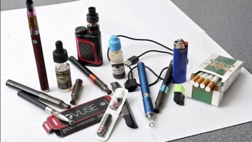 These vaporizers are popular among young people and were confiscated at a high school in Ohio. The Food and Drug Administration is cracking down on sales of vaping products to minors. ERIC ALBRECHT / DISPATCH