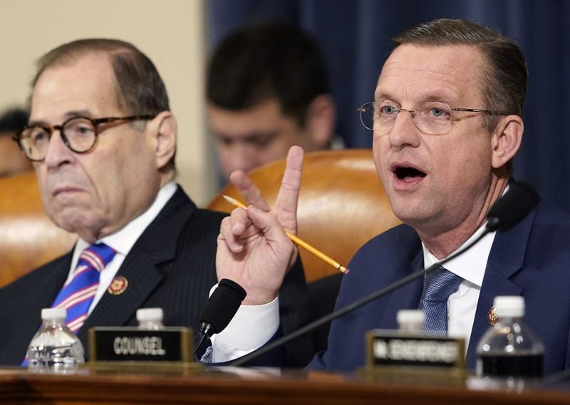 U.S. Rep. Doug Collins of Gainesville, the ranking Republican on the House Judiciary Committee, delivers his opening statement as committee Chairman Jerry Nadler of New York listens during the panel’s first hearing in the impeachment inquiry against President Donald Trump. 