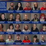 An array of the mug shots of those arrested March 5, 2023, at the site of the proposed Atlanta police training center.