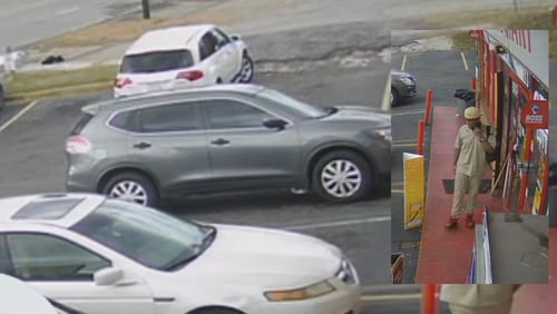 Clayton County police said an 86-year-old woman with dementia was inside this gray Nissan SUV when it was stolen from a convenience store Thursday. She was found safe nearly four hours later at a restaurant in Atlanta.