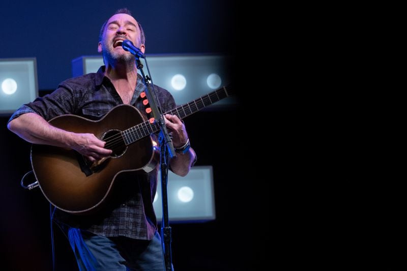 Dave Matthews performs Monday evening, Nov. 28, 2022, at the Coca-Cola Roxy in support of Sen. Raphael Warnock.  Ben Gray for the Atlanta Journal-Constitution