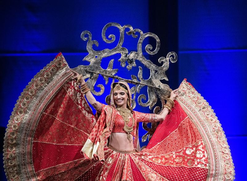  Miss India Vartika Singh  showcases her costume that represents her country at the Miss Universe Pageant National Costume Show in Atlanta on Friday, Dec. 6, 2019.  PHOTO BY ELISSA BENZIE/FOR THE AJC
