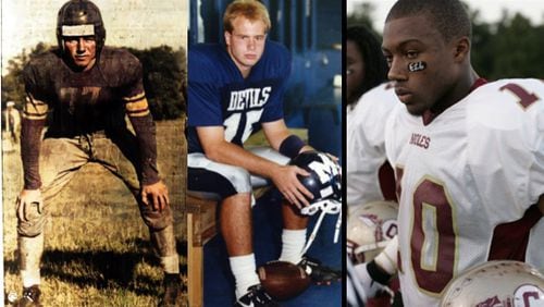 Among the three initial players on the new Georgia High School Football Association's ballot are (left to right) Clint Castleberry of Boys' High of Atlanta, Eric Zeier of Marietta and Eric Berry of Creekside.