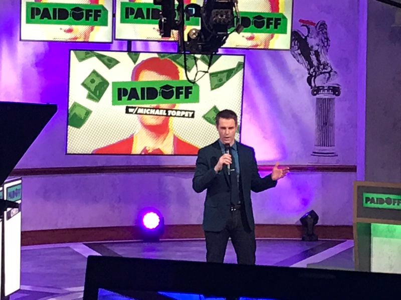 Michael Torpey, the "Paid Off" game show host, on the set at Turner Studios on March 26, 2018.