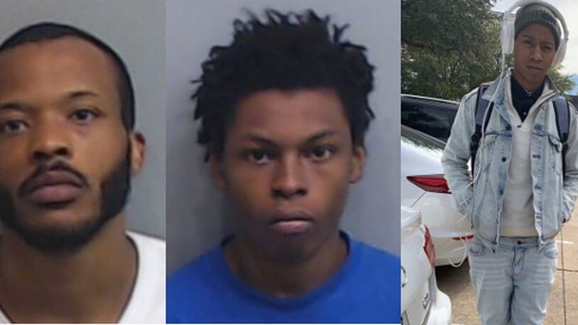 Anthony Laquan Goss (left) and Roy Hill (center) are accused of shooting and killing Te’a Denise Liger.