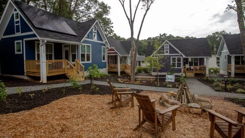 The Cottages at Vaughan are fully occupied with residents who live in the tiny homes in Clarkston, Monday, July 19, 2021. (Jenni Girtman for The Atlanta Journal-Constitution)