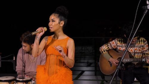 Jhené Aiko sings during the March 12, 2021 virtual event, "Music on a Mission," produced by MusiCares.