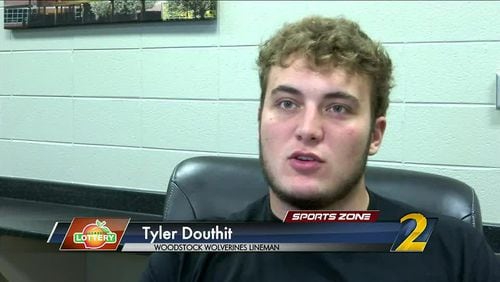 Tyler Douthit, a senior at Woodstock High School, fell from an Athens parking deck Sunday morning.