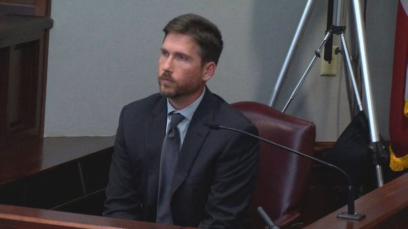 Billy Kirkpatrick, a close friend of Justin Ross Harris who runs an AIDS outreach program in Alabama, testifies at Harris' murder trial at the Glynn County Courthouse in Brunswick, Ga., on Wednesday, Nov. 2, 2016. Kirkpatrick says that Harris asked him to be an "accountability partner" to help him address his problems with pornography. (screen capture via WSB-TV)