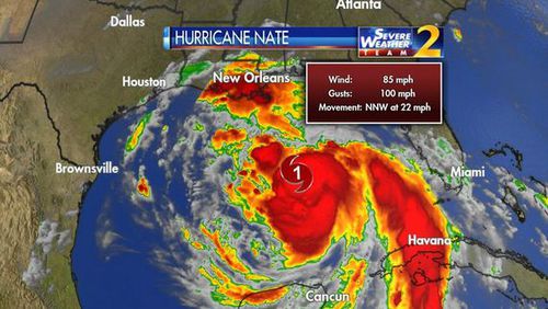 Hurricane Nate could become a Category 2. (Credit: Channel 2 Action News)