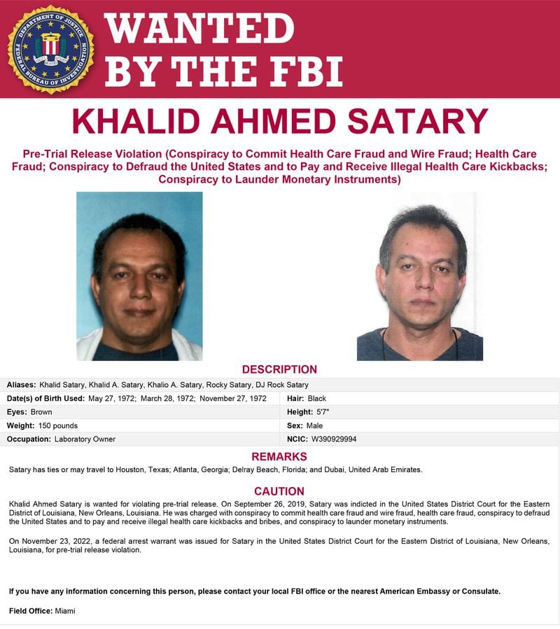 Federal authorities declared Khalid Satary a fugitive in December 2022. (Facebook)