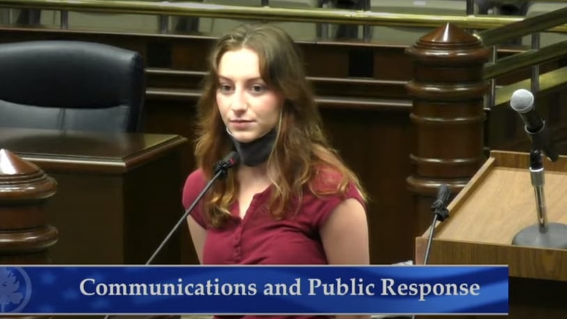 Alex Ames, a 20-year-old junior at Georgia Tech originally from Johns Creek, speaks during a meeting of the Fulton County elections board on Thursday, Aug. 11, 2022. (FGTV)