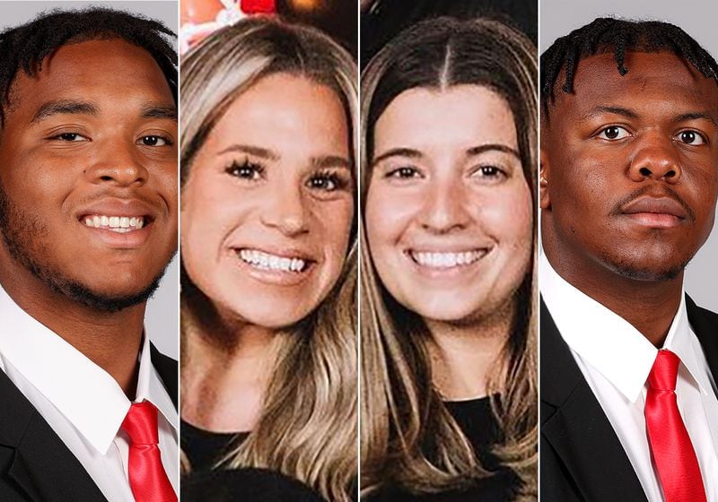 UGA offensive lineman Devin Willock, from left, recruiting analysts Chandler LeCroy and Tory Bowles and offensive linemen Warren McClendon were involved in an accident Jan. 15. Willock and LeCroy were killed. Bowles suffered serious injuries and McClendon had minor injuries.