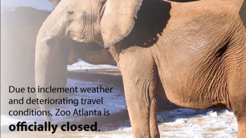 Zoo Atlanta is closed due to inclement weather.