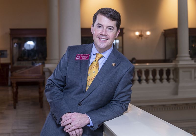 Rep. Matthew Gambill, R-Cartersville, said his grandfather taught him the importance of dressing well. “When I speak to students, I always encourage them that it’s not necessarily how much money you spend on clothes — you can buy very inexpensive clothes, you can go to Goodwill, I’ve bought dress shirts at Goodwill — but how you put yourself together says a lot about, you,” he said. (Alyssa Pointer / Alyssa.Pointer@ajc.com)