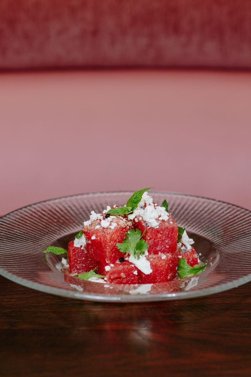 The watermelon salad at Atrium is served with a spicy vinaigrette. Courtesy of Sterling Graves