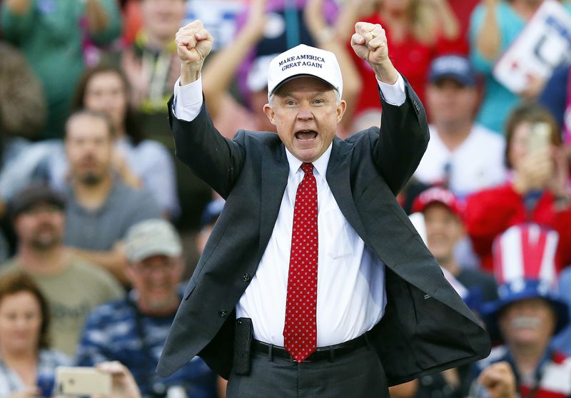  On Facebook, Donald V. Watkins vouched for the character of Alabama U.S. Sen. Jeff Sessions, seen here at a victory rally for Donald Trump in December. Sessions is Trump's nominee for attorney general. ASSOCIATED PRESS