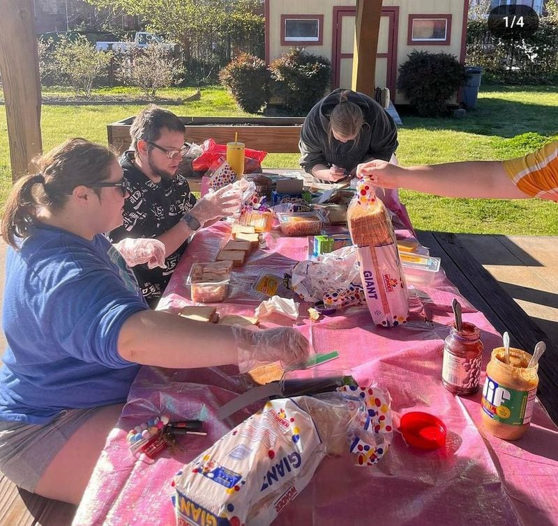 Volunteers have a sandwich-making party to stock the Macon Community Fridge. (Photo Courtesy of Macon Community Fridge)