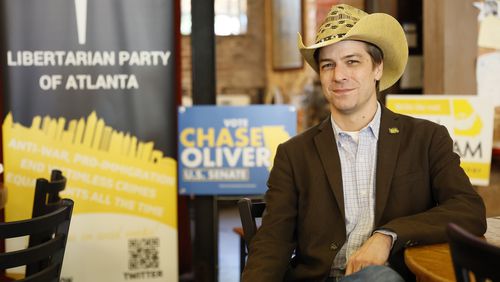 If Libertarian U.S. Senate candidate Chase Oliver gets enough votes in November, he could throw the race into a runoff. That's fine with him. “The voters send this to a runoff. I don’t,” he said in an interview. “If one of the candidates can’t get 50% plus one of the vote, they don’t deserve to win.” Miguel Martinez / miguel.martinezjimenez@ajc.com