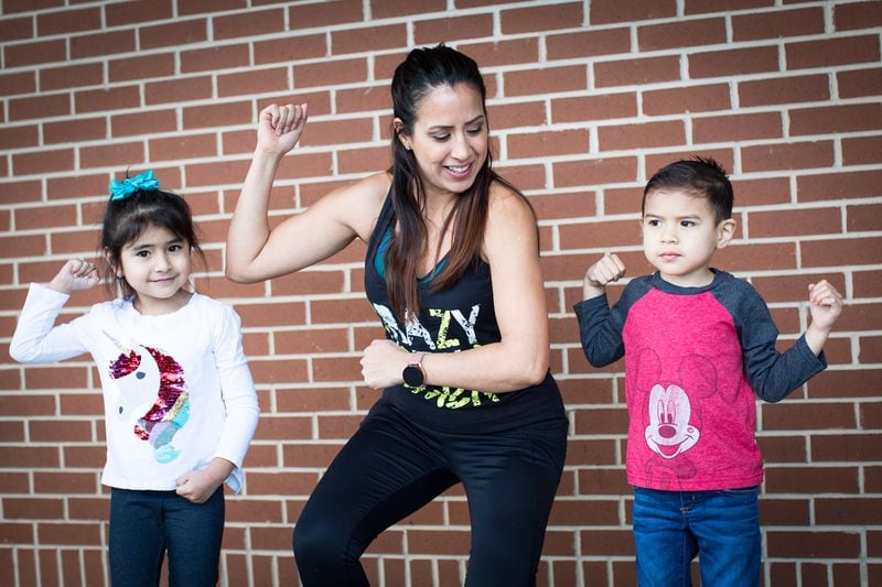 Alexandra Barraza and her kids dance to a Zumba Kids workout.
Courtesy of Alexandra Barraza