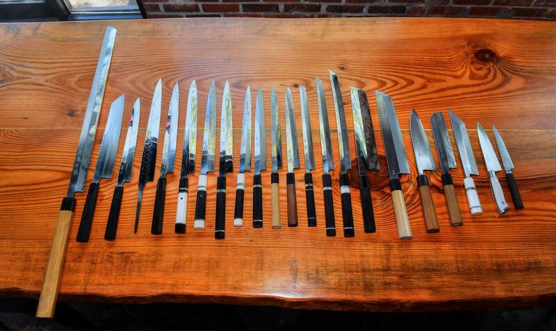 Some of Chef Yu's  knives are from smiths who only produce two knives a month due to the time consuming process it takes to produce them. (CHRIS HUNT FOR THE ATLANTA JOURNAL-CONSTITUTION)
