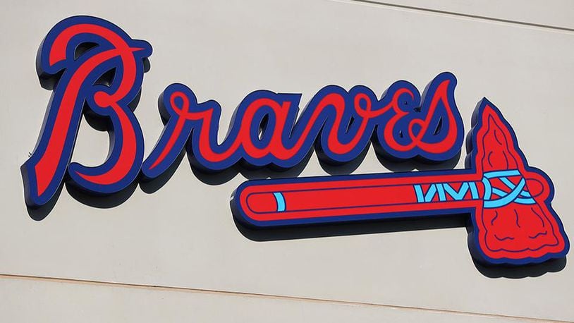 One of many Braves logos at SunTrust Park. Curtis Compton/ccompton@ajc.com