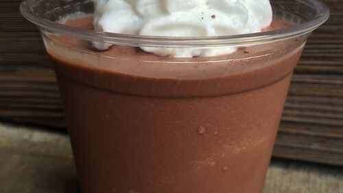 Atlanta chocolatier Xocolatl recently debuted frozen drinking chocolate, a chocolate slushie made with small batch chocolate and coconut milk.