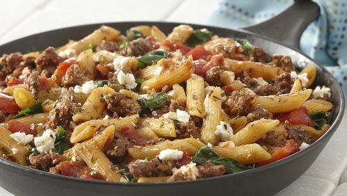 Wednesday’s Greek-Style Beef Skillet is flavorful and low-cost. Contributed by McCormick and Company