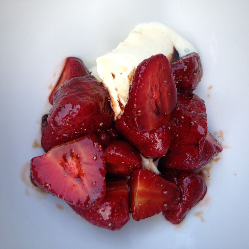Pazzo strawberries with vanilla gelato